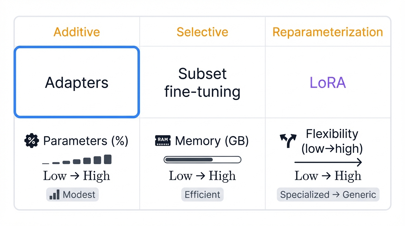 PEFT Landscape: Adapters vs Other Methods