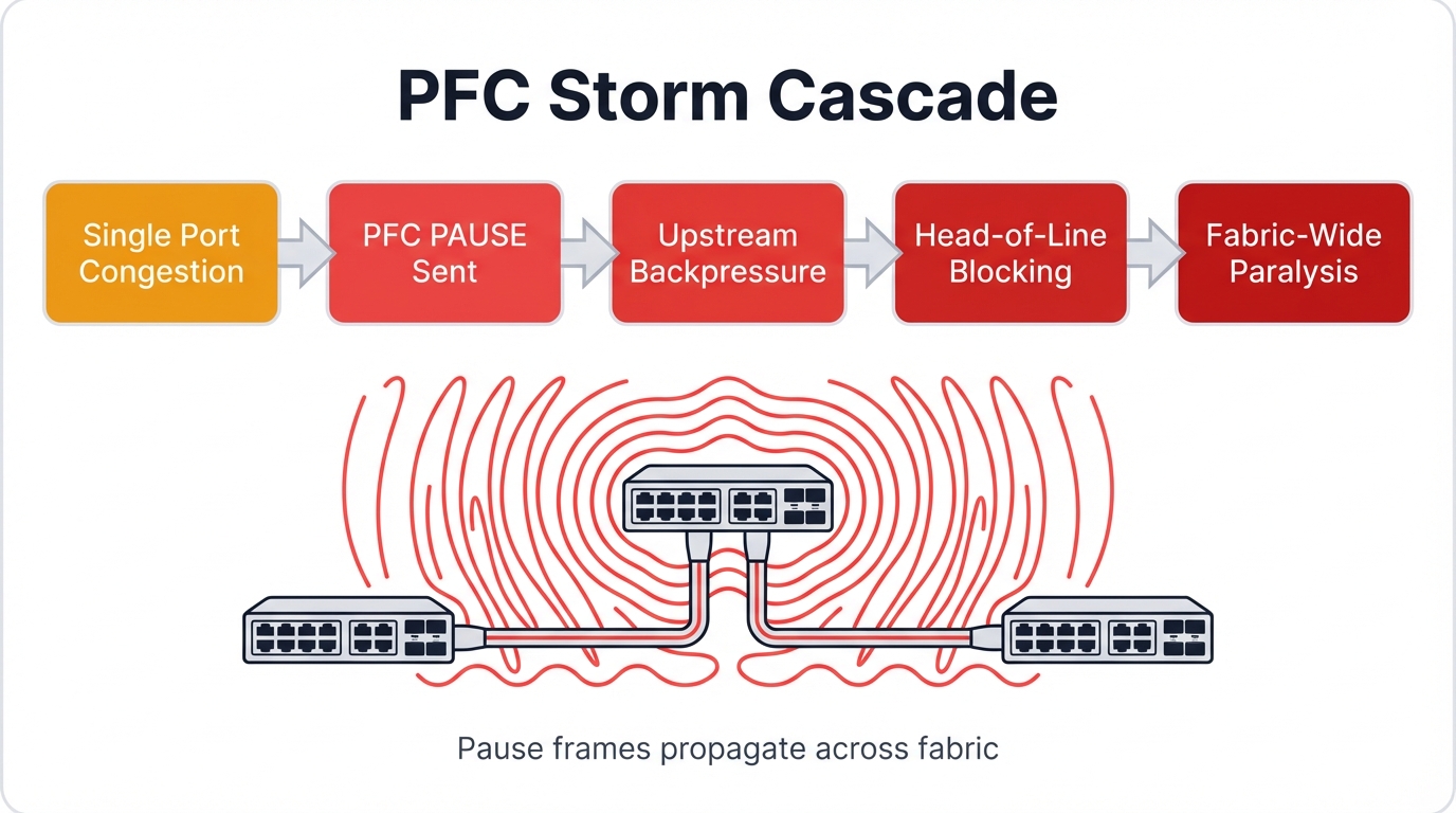 PFC Storm Cascade Mechanism