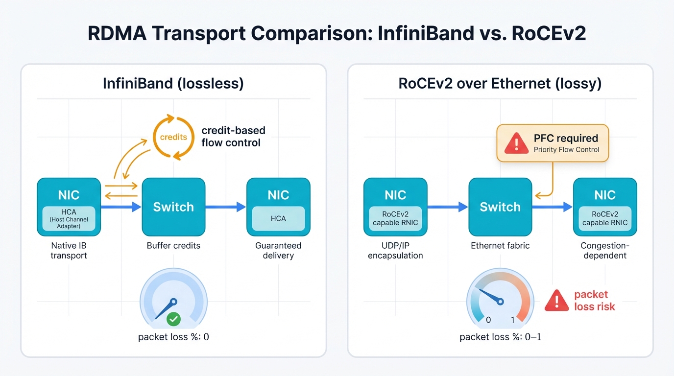 RDMA over InfiniBand vs RoCEv2 Losslessness