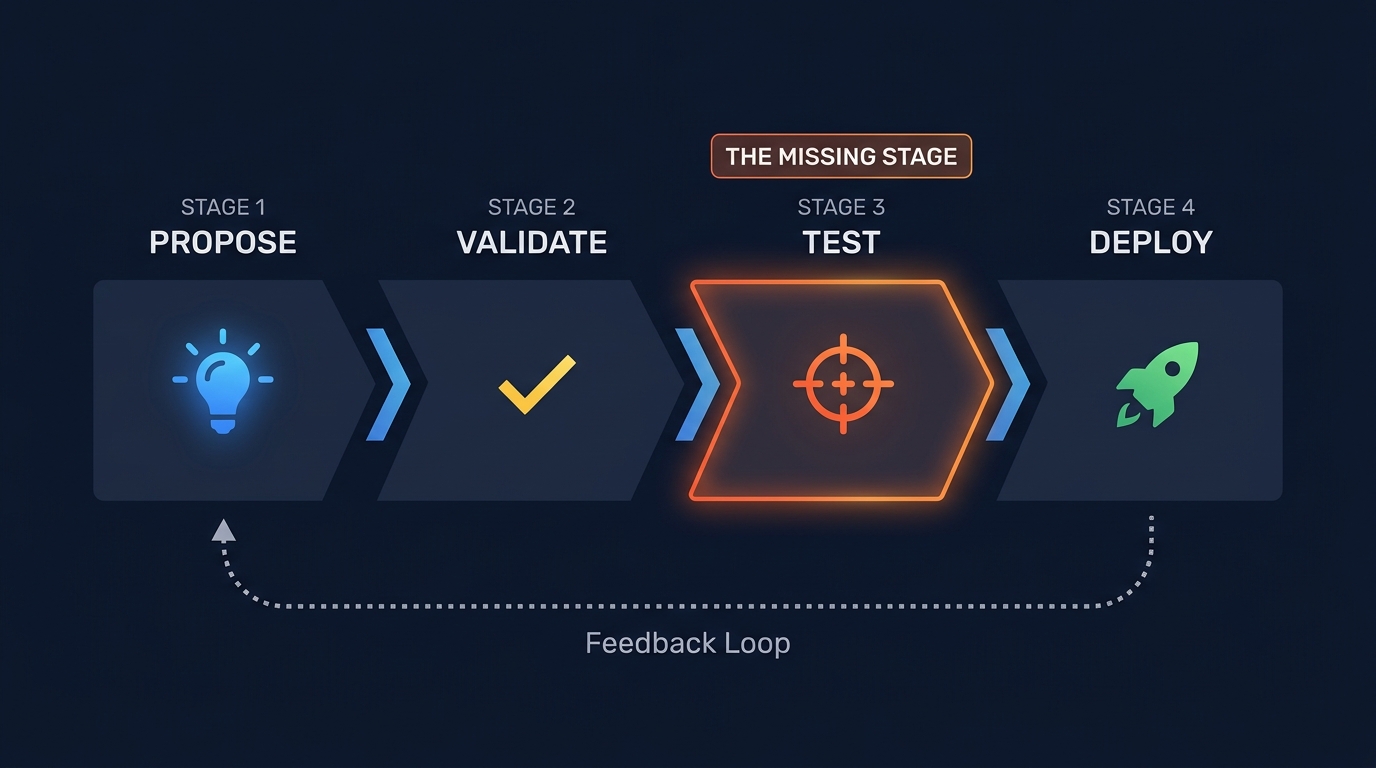 The Detection-as-Code pipeline has four stages. Most teams skip Stage 3: Test - the stage that actually proves detections work.