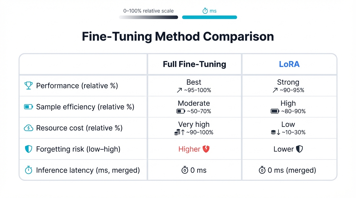 LoRA vs Full Fine-Tuning: Trade-offs