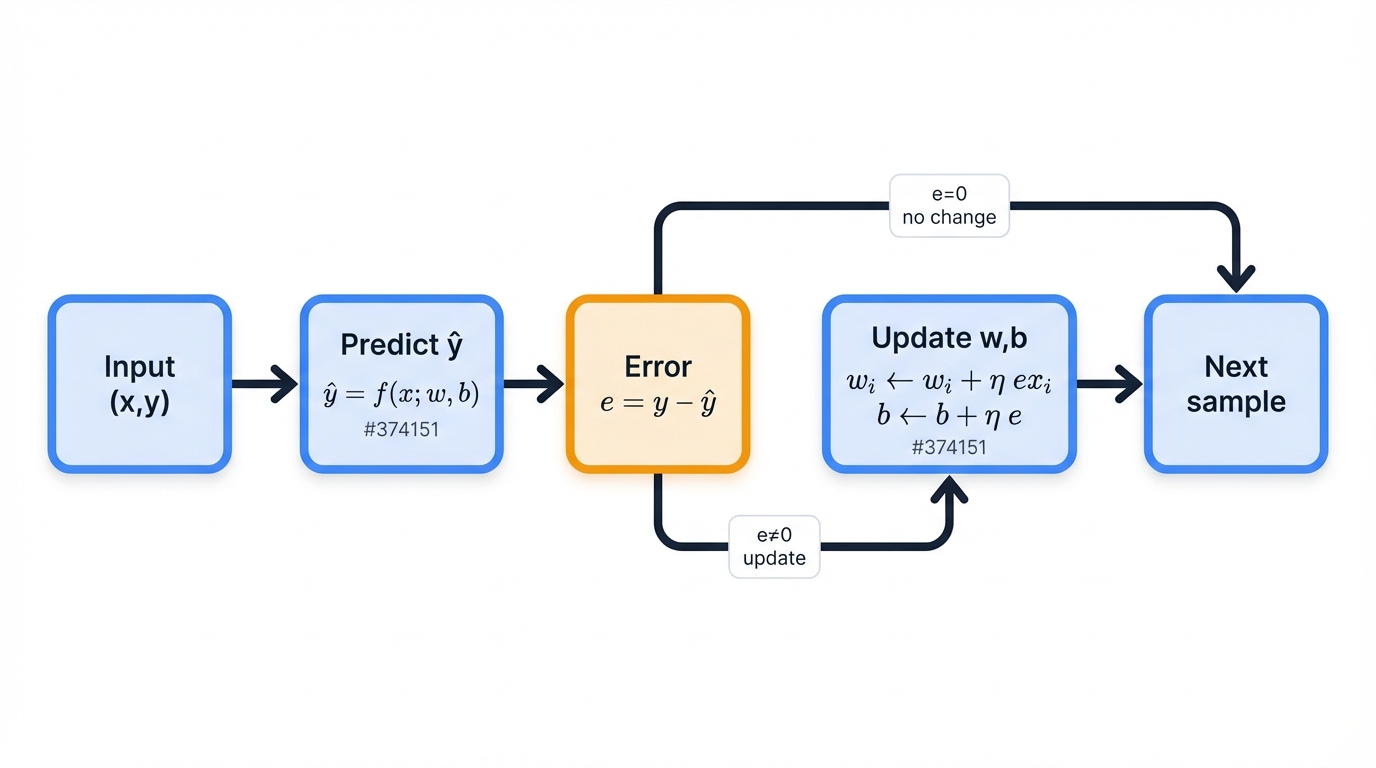Perceptron Learning Rule Update Flow